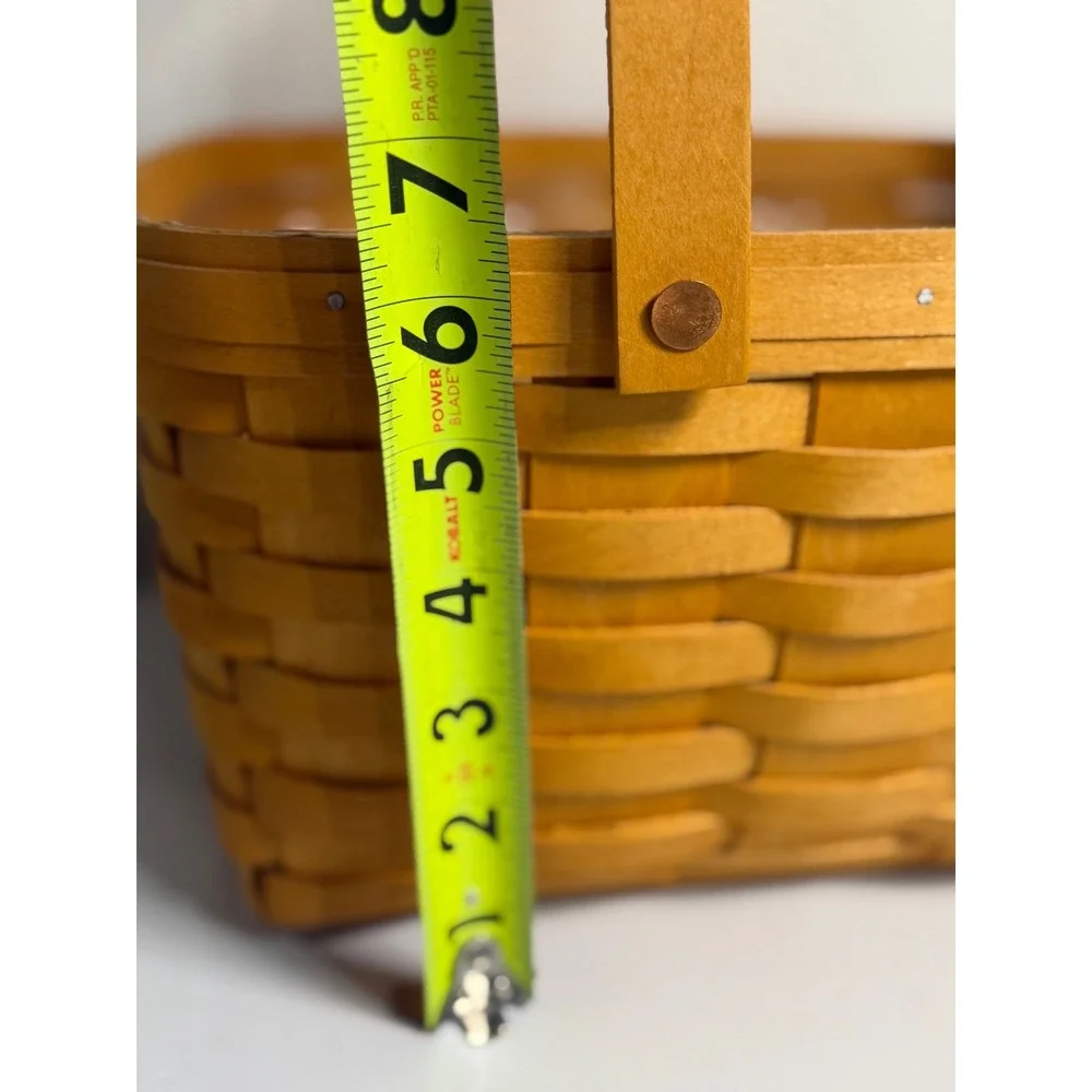 VTG Longaberger Basket Woven Wood Brown Picnic Storage Liner Riser 2002